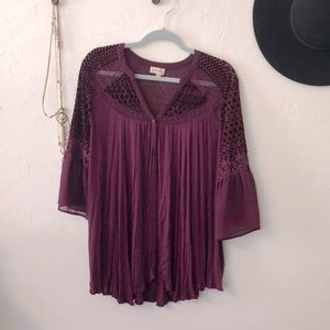 Anthropologie Meadow Rue plum patterned top.
